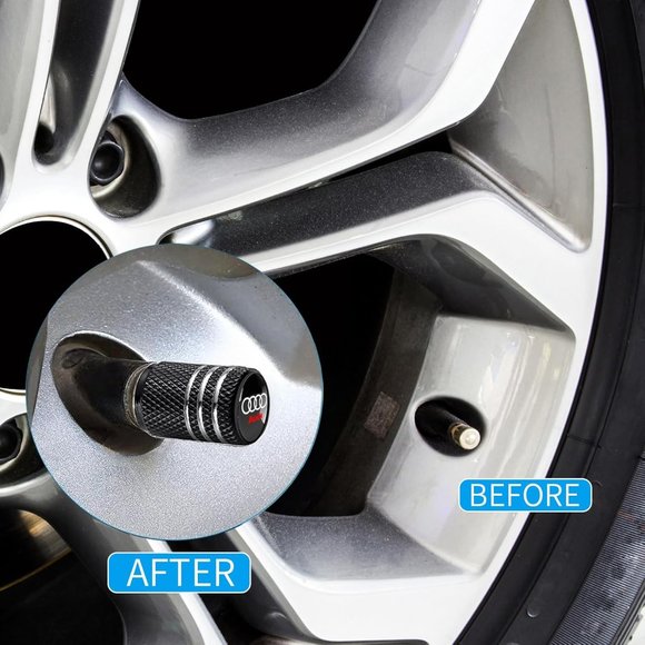 Tire Valve Stem Caps for Audi S3 A3 RS3 A4 A5 A6 A7 RS7 A8 Q3 Q5 Q7 R8 - Picture 4 of 5